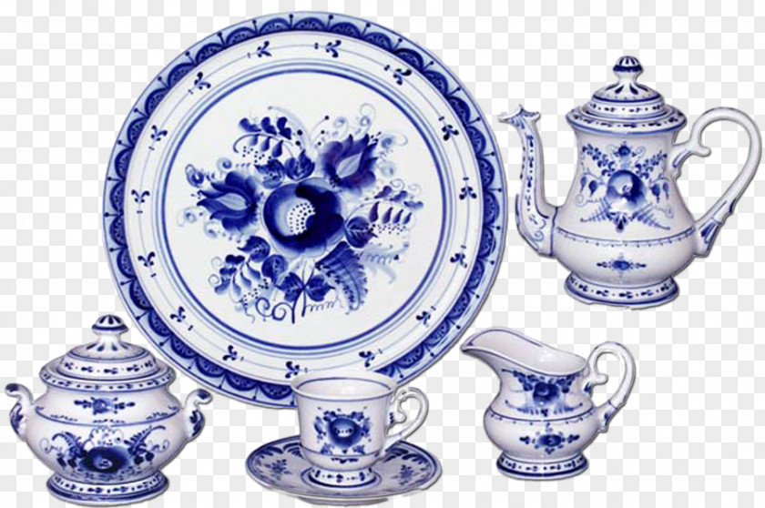 Gzhel Tableware Porcelain Ceramic Khokhloma PNG