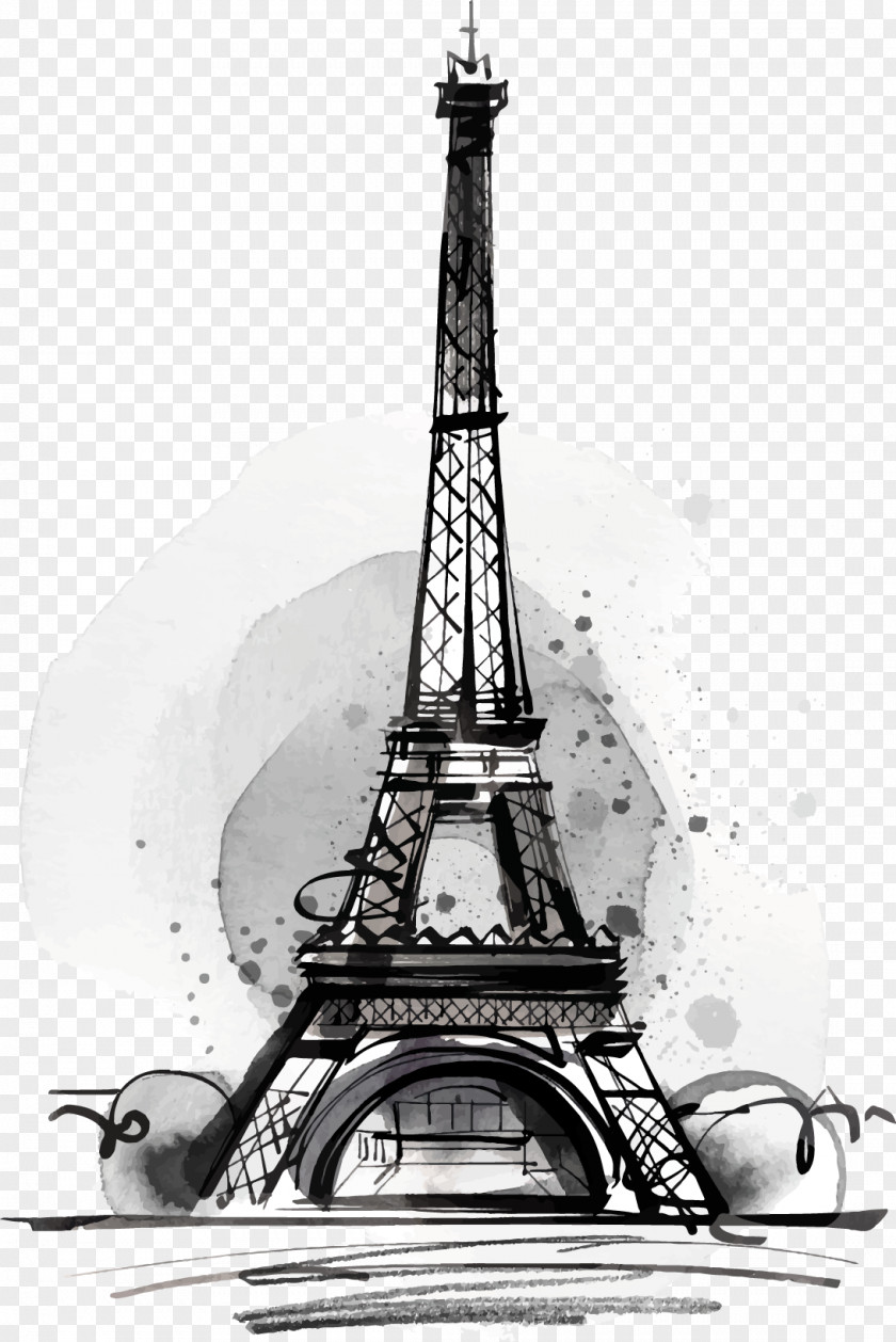 Black Drawing Eiffel Tower Illustration PNG