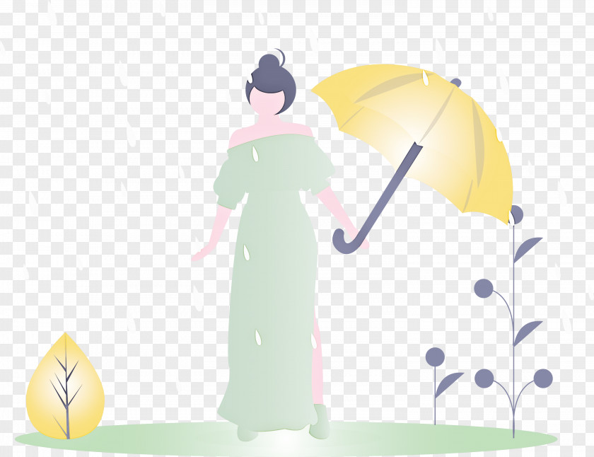 Raining Spring Woman PNG