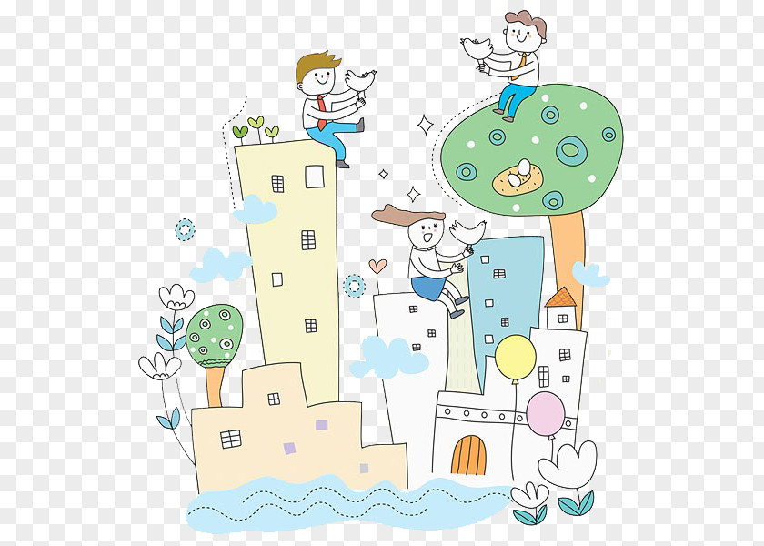 House And Children Cartoon Drawing Illustration PNG