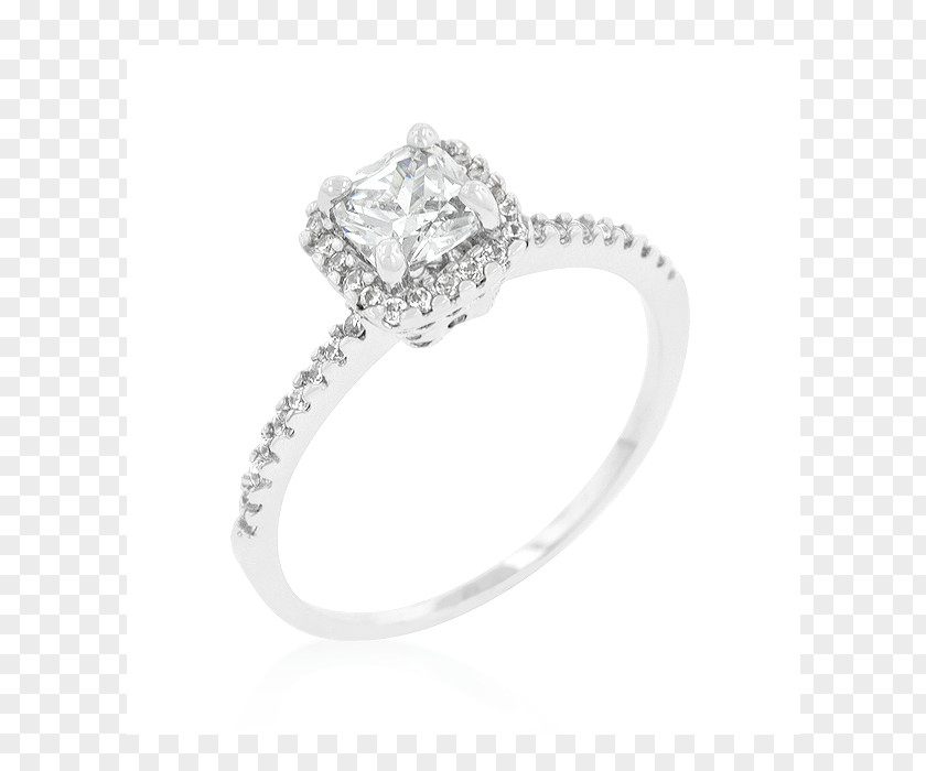 Ring Halo Engagement Princess Cut Diamond PNG