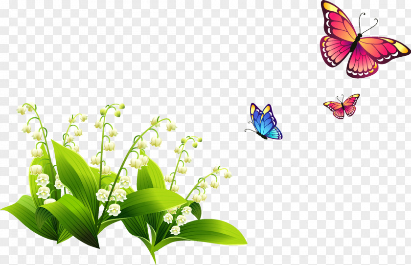 Spring Flowers Clip Art Monarch Butterfly Image PNG