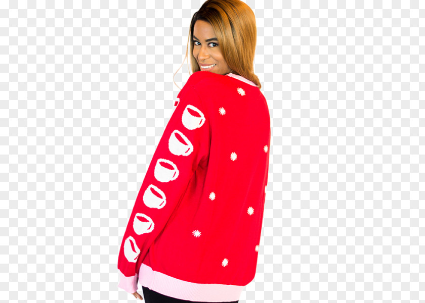 Best Ugly Christmas Sweater Polka Dot Sleeve Neck Outerwear PNG