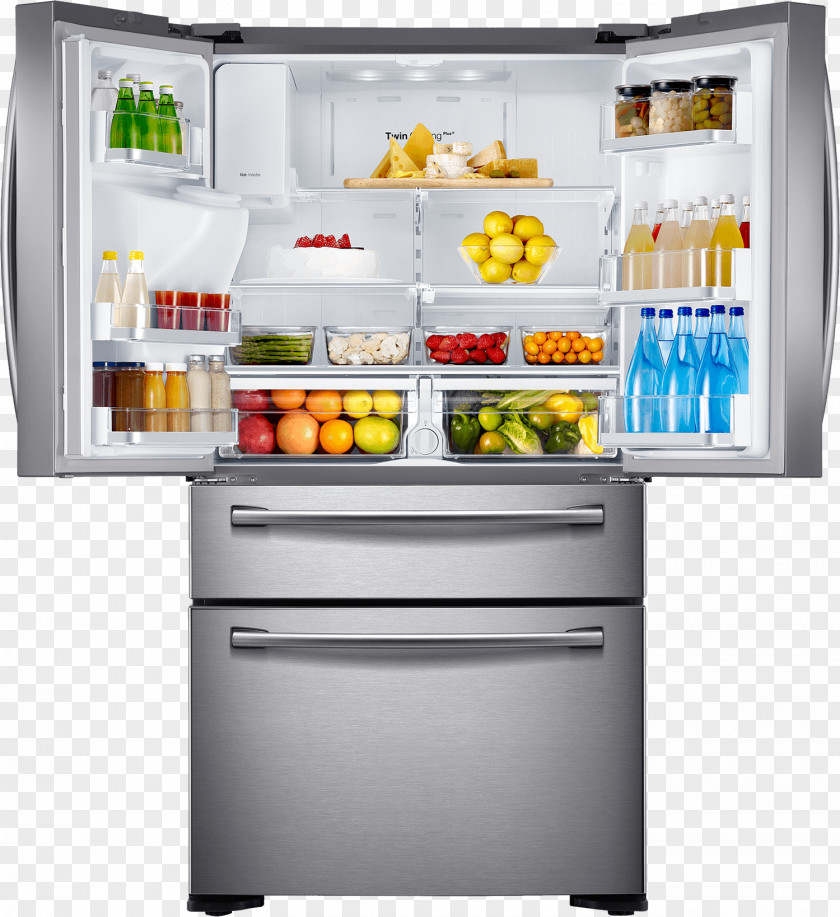 Fridge Refrigerator Samsung Door Shelf Stainless Steel PNG