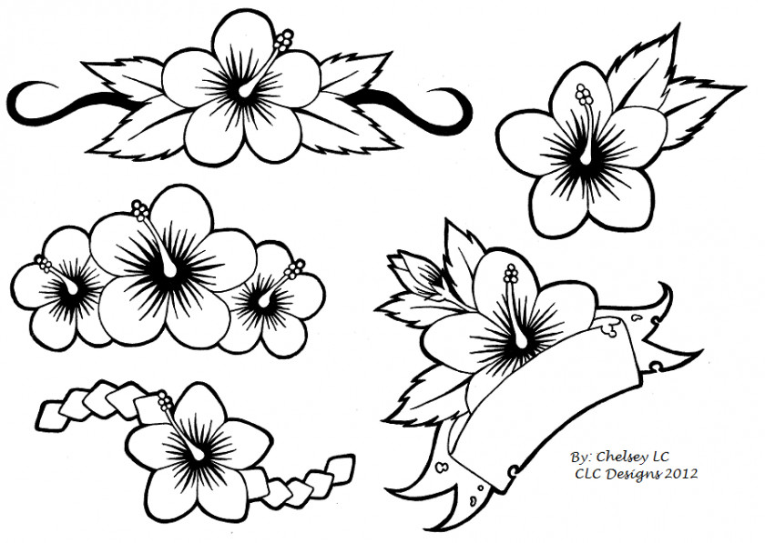 Hibiscus Design Tattoo Flower Drawing Clip Art PNG