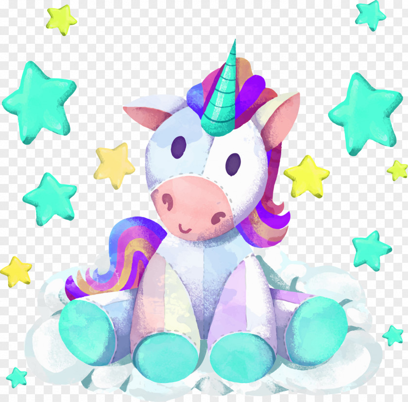 Vector Hand-painted Watercolor Unicorn Horse Painting Clip Art PNG