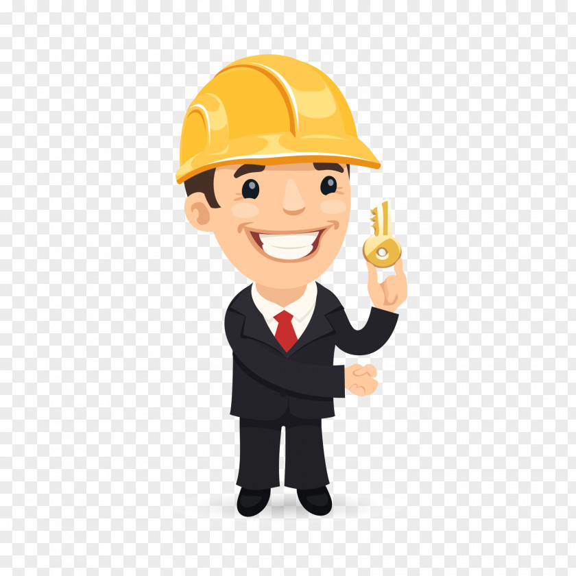 The Man With Safety Helmet And Key Engineer Icon PNG