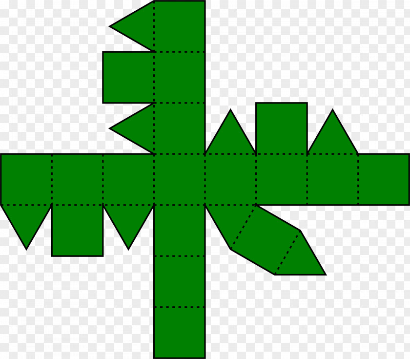 Rhombicuboctahedron Net Color Green Clip Art PNG