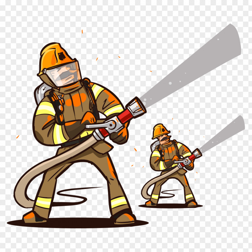 Fire Firefighters Firefighter Cartoon Hose PNG