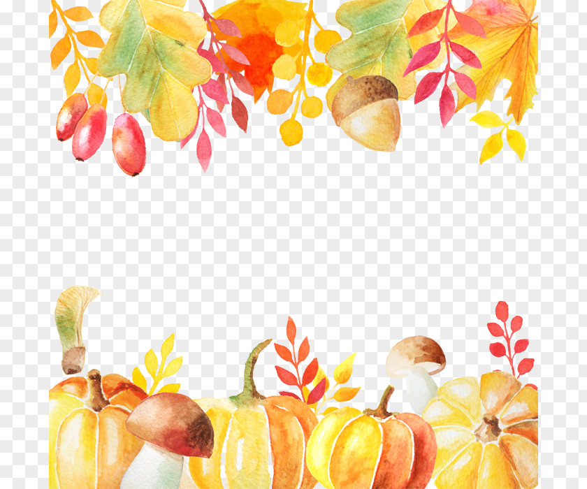 Watercolor Pumpkin Leaves Autumn Interior Design Services Wall Art Room PNG