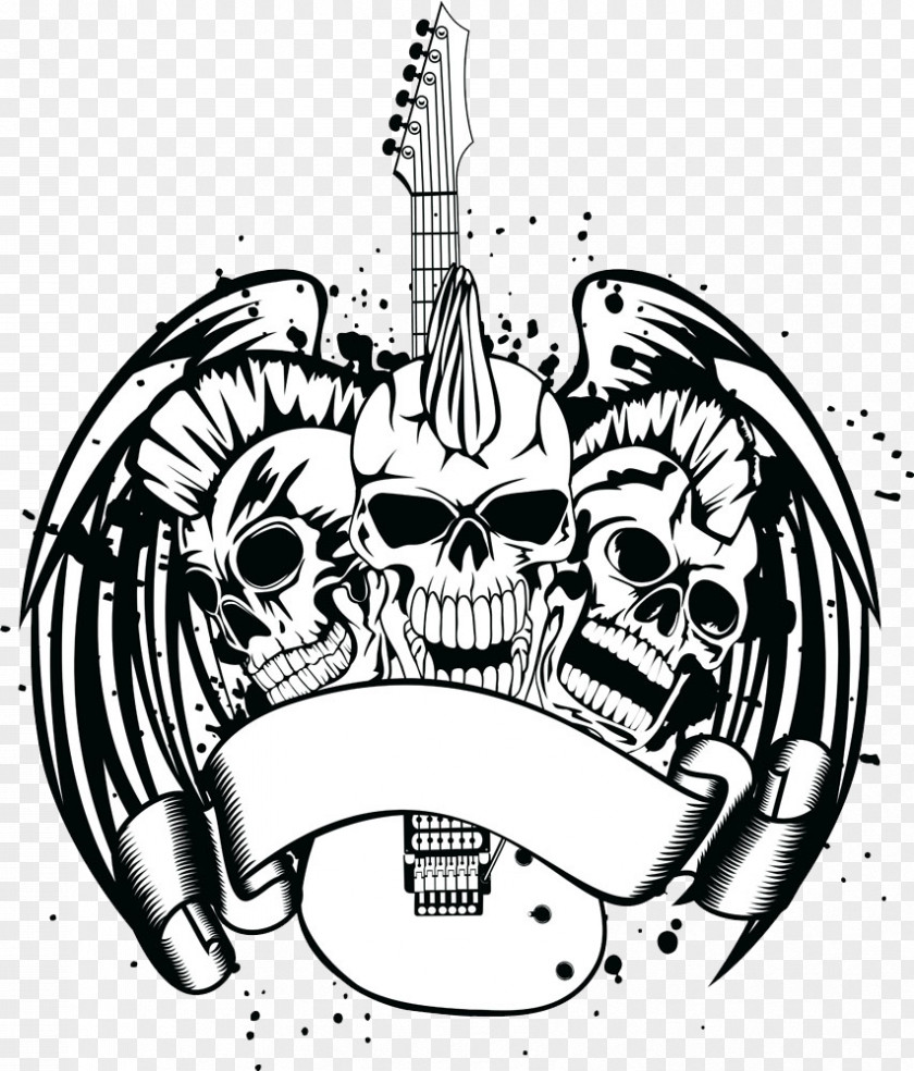 Skull With Guitar Royalty-free Illustration PNG