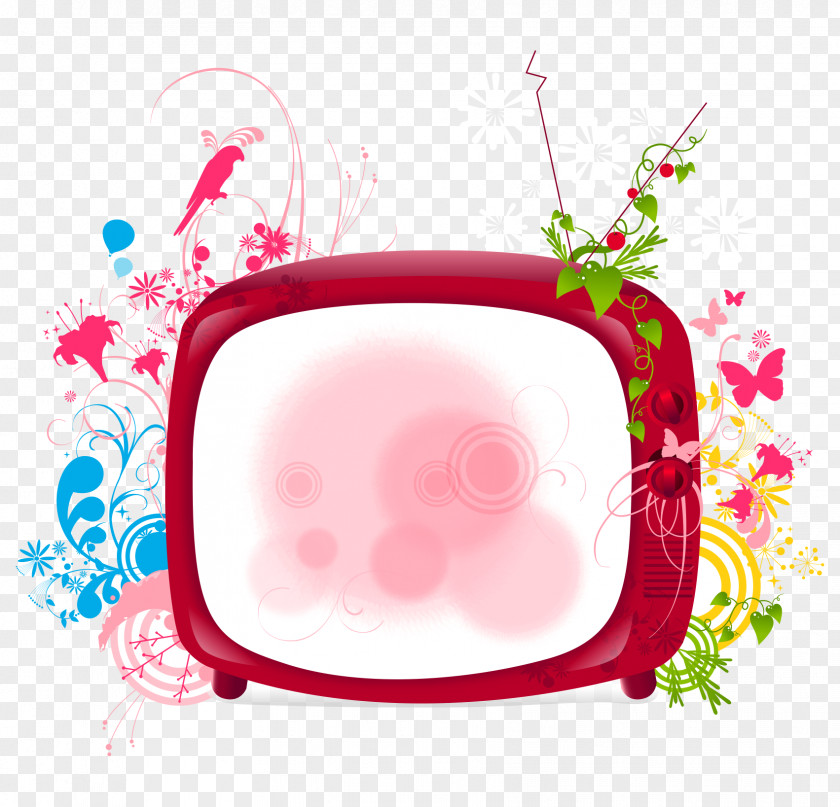 TV Color Red Vector Pattern Decorative Material Cartoon Television Set PNG