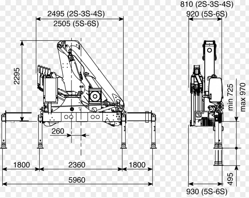 Crane Truck Mobile Technical Drawing Diagram PNG