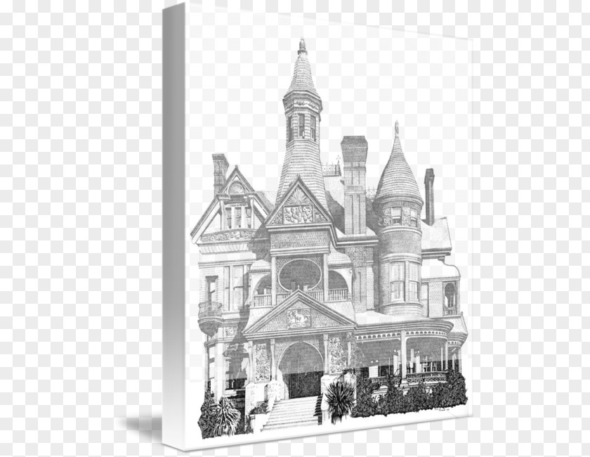 Drawing Ink Victorian House Gothic Revival Architecture PNG
