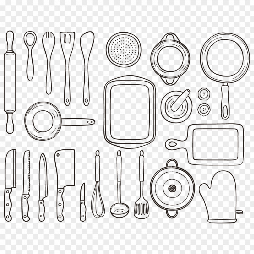 Lines Painted Vector Kitchen Tools Utensil Drawing Tool PNG