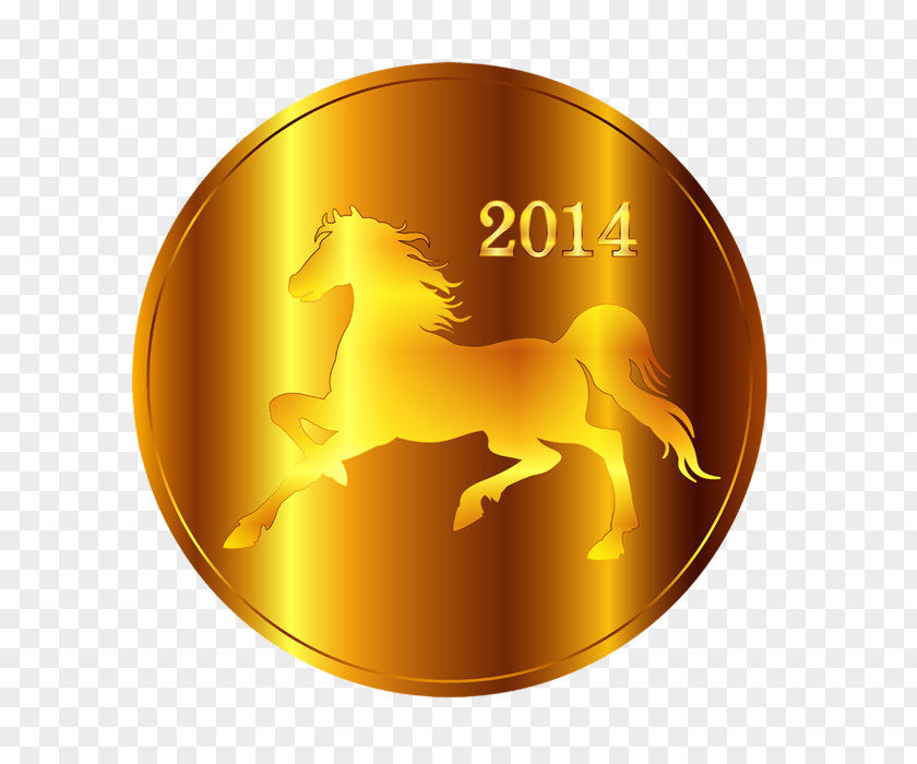 Gold Coin Horse PNG