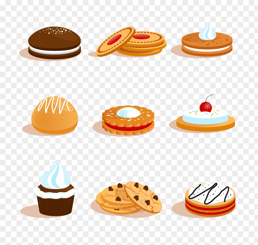 Exquisite Design, Vector Sweets Chocolate Chip Cookie Cake Cupcake Biscuit PNG