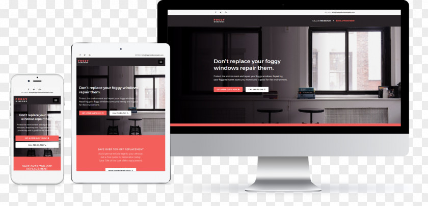 Foggy Glass Digital Marketing Responsive Web Design Landing Page PNG