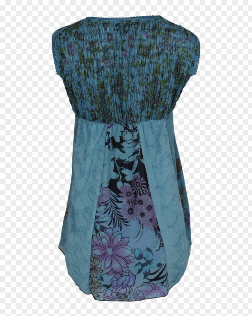 Long Vest Knit Blouse Dress Turquoise PNG