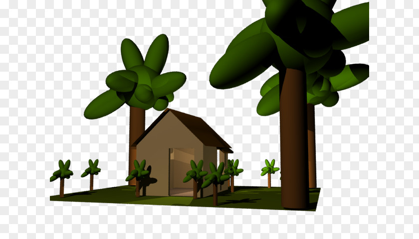 Nipa Hut Leaf Flowerpot Tree Animated Cartoon PNG