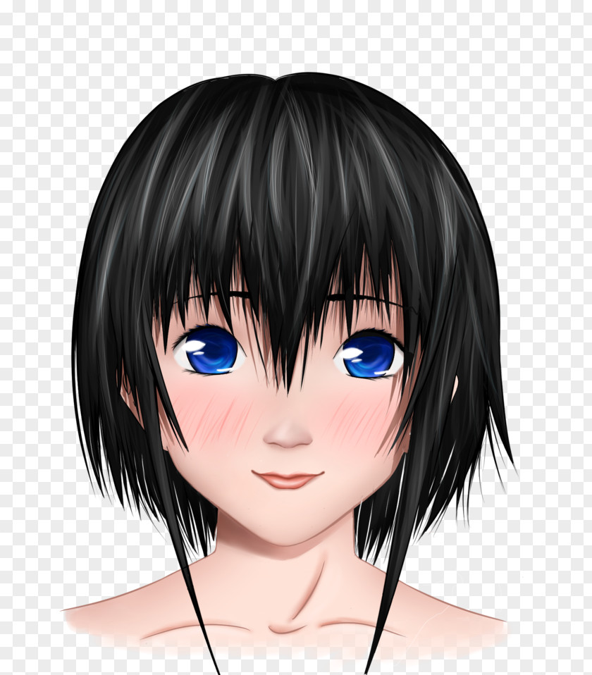 Hair Black Bangs Bob Cut Coloring PNG