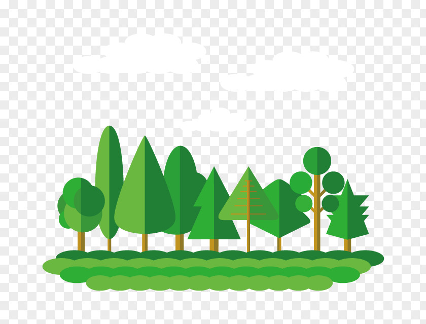 Vector Forest Flat Design Tree PNG