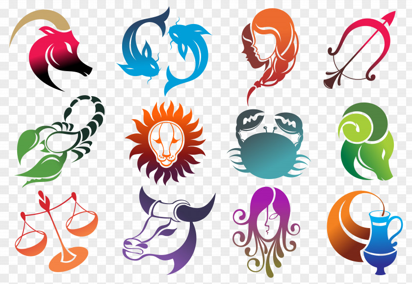 Colourful Zodiac Signs Set Large Image Astrological Sign Horoscope Clip Art PNG