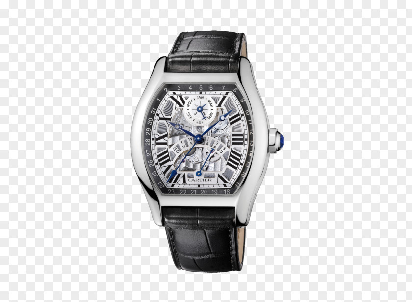 Cartier Black Male Watch Tank Automatic Perpetual Calendar PNG