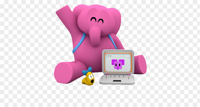 Elly Working On Computer PNG on Computer, pink elephant illustration clipart PNG