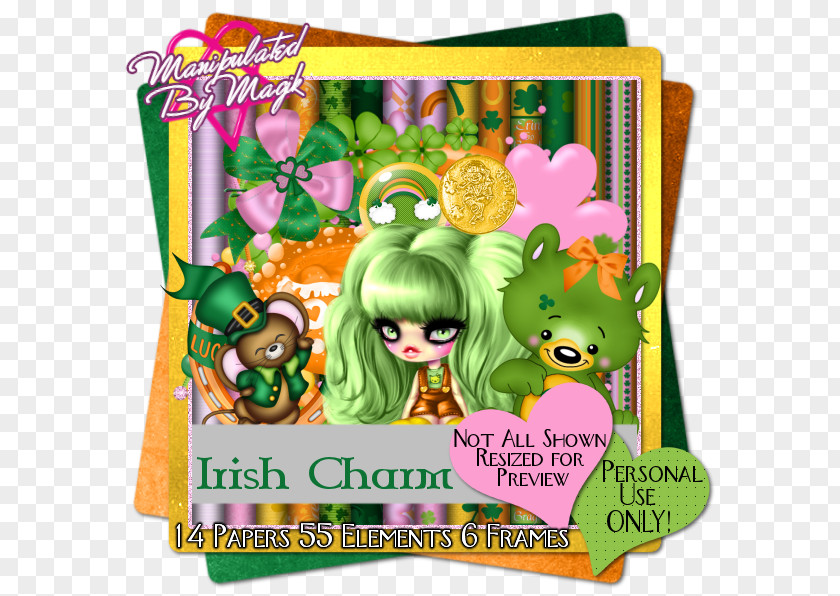 Secret Garden Wind Green Toy Cartoon Character Font PNG