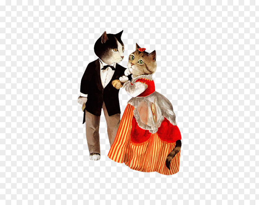 Beautiful Cat Wedding Marriage Cartoon PNG