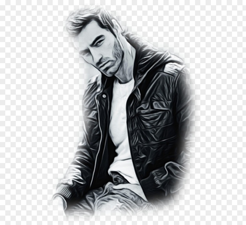 Jacket Leather Portrait Blackandwhite PNG