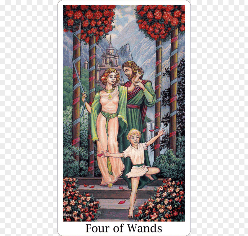Suit Of Wands Four Tarot Page Five Cups PNG