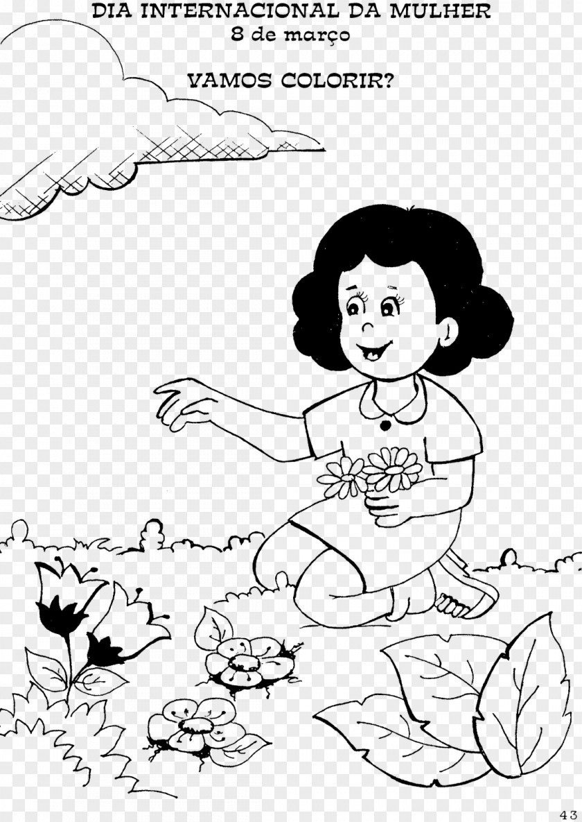 Woman International Women's Day Coloring Book Drawing Black And White PNG