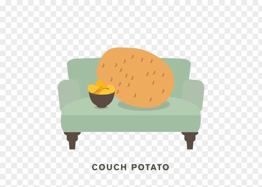 Lazy Couch Potato Cartoon Images Visual Pun Humour Word Play PNG