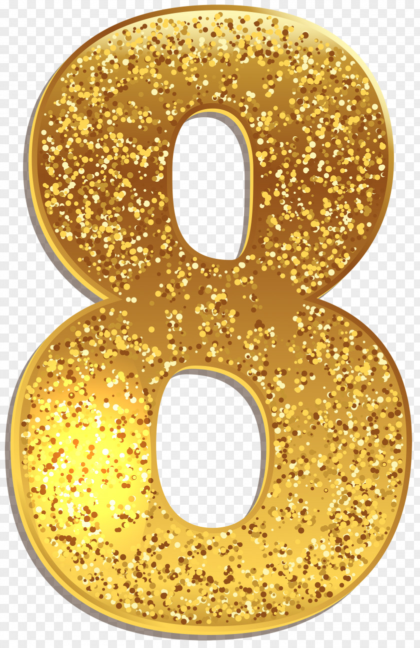 Number Eight Gold Shining Clip Art Image PNG