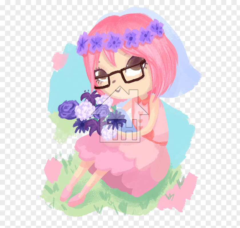 Glasses Pink M Character Clip Art PNG