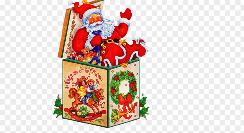 Santa Claus Inside The Box Ded Moroz Pxe8re Noxebl Reindeer Christmas PNG