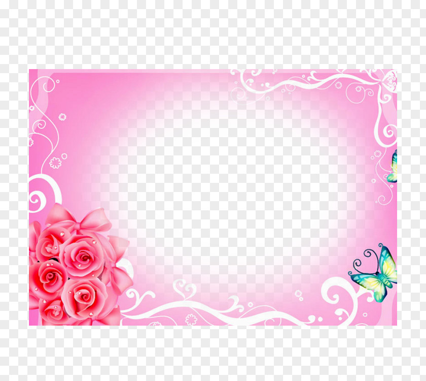 Pink Rose Frame Beach Picture Download PNG