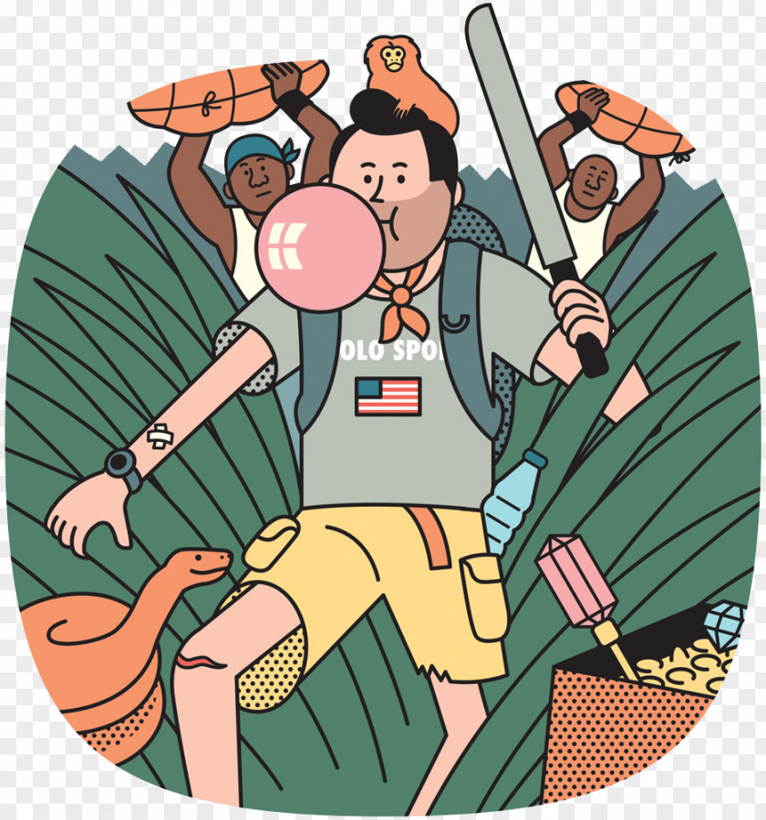 Flat Jungle Adventure CAP&Design Cartoon Illustration PNG