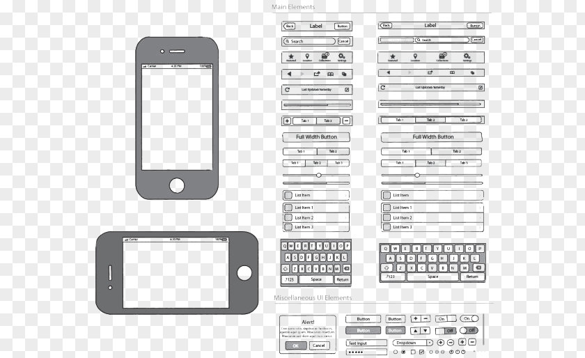 Apple Mobile Phone Interface Black And White Line Draft User Design PNG