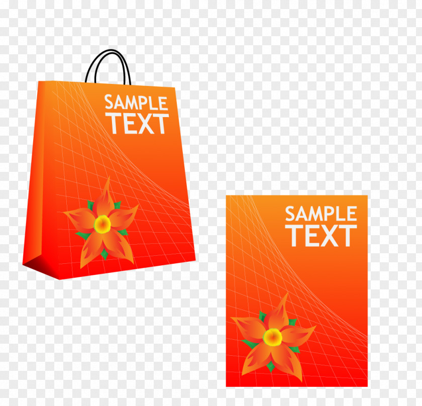 Mall Orange Shopping Bag Vector Material Illustration PNG