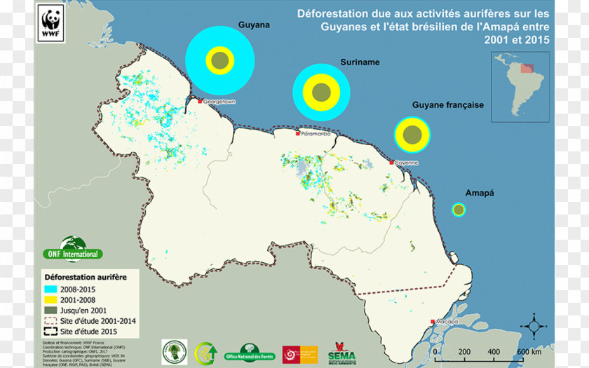 Map Guiana Shield Amazon Rainforest Exploitation Aurifère En Guyane Amazonian Park Amazonie PNG