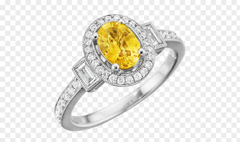 Yellow Diamond Flyer Ring Birthstone Body Jewellery PNG
