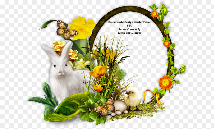 Rabbit Domestic Easter Bunny Hare Floral Design PNG