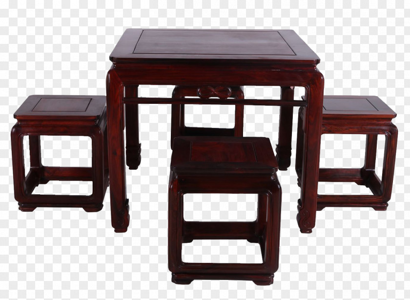 Simple Family Square Rosewood Furniture Chair Table PNG
