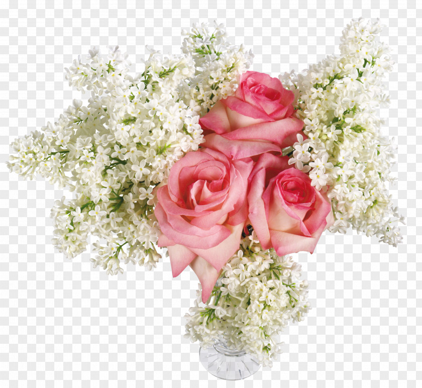 Vase With Roses And White Lilac Transparent Picture Flower Wallpaper PNG