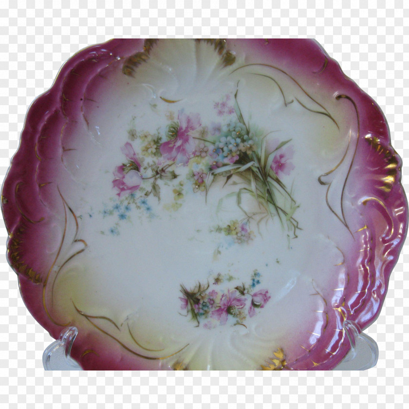 Hand-painted Cake Plate Porcelain Saucer Vase Purple PNG