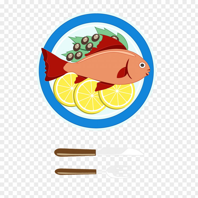 Logo Fish Watercolor Cartoon PNG