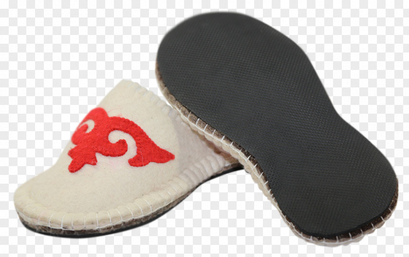 Red Slippers Slipper Felt Zebu Shoe Wool PNG